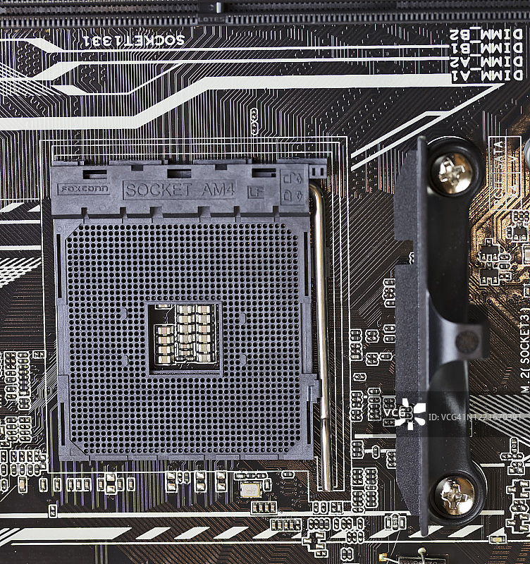 电脑组件主板特写CPU处理器空间图片素材