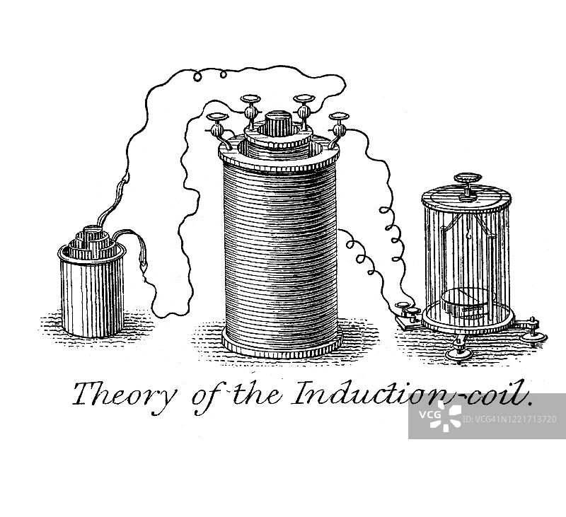 感应线圈理论古老雕刻插图图片素材