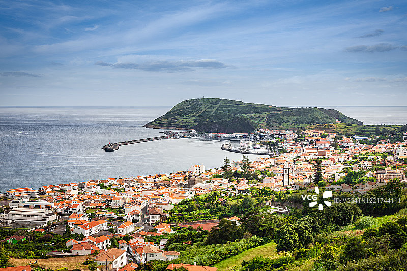 葡萄牙亚速尔群岛法亚尔岛奥尔塔和皮姆港图片素材
