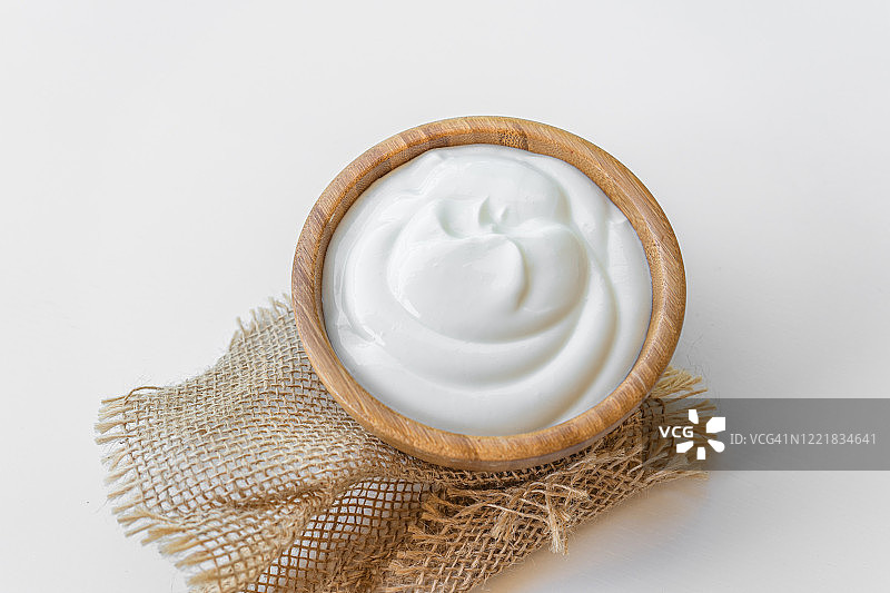 以新鲜希腊酸奶为背景的健康早餐图片素材