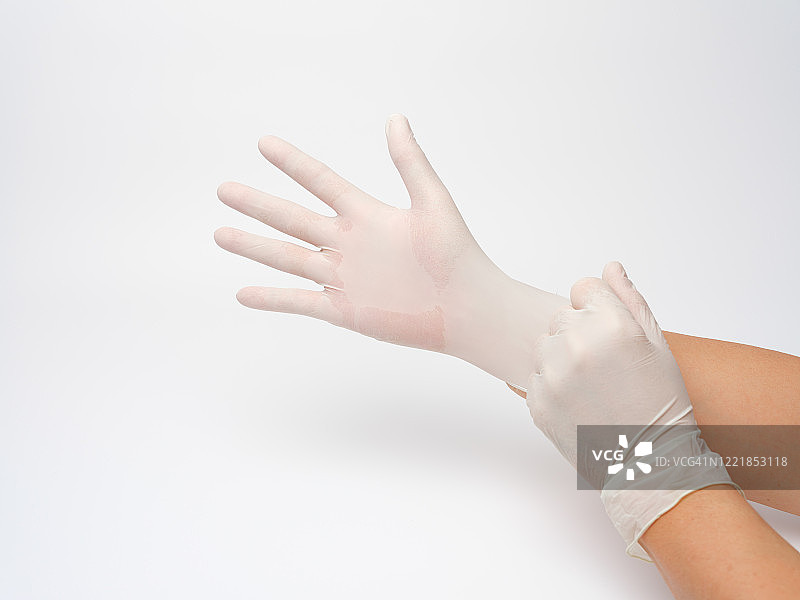 戴塑料手套图片素材