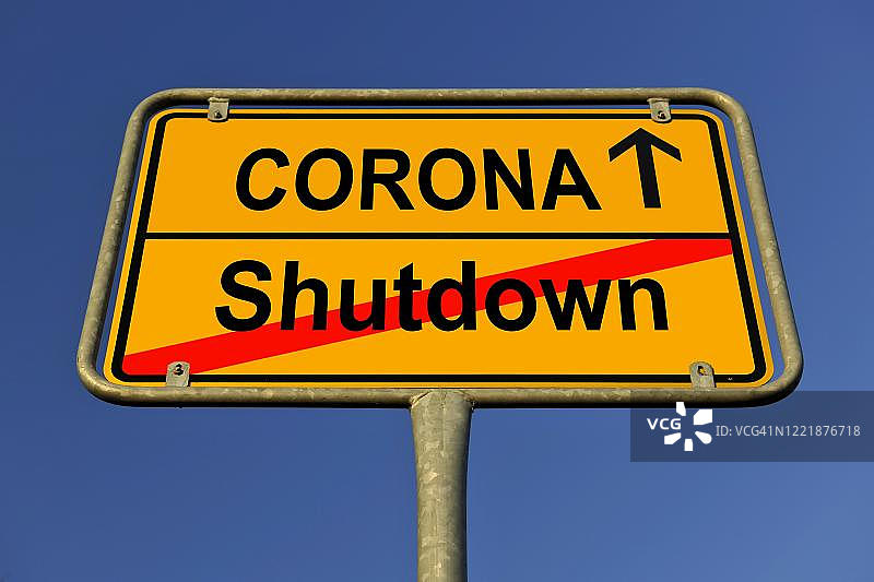 数字合成：象征性图像，地名标志，解除封锁导致感染人数增加，新冠病毒，德国图片素材