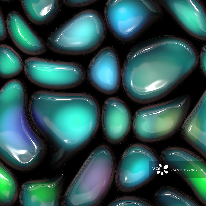 绿色和蓝色玻璃马赛克瓷砖无缝图案黑色背景图片素材