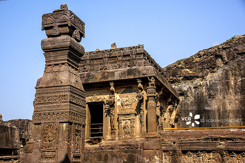 埃洛拉石窟凯拉萨神庙，印度，联合国教科文组织世界遗产图片素材