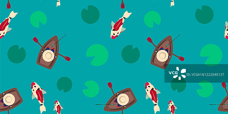 钓鱼无缝图案图片素材