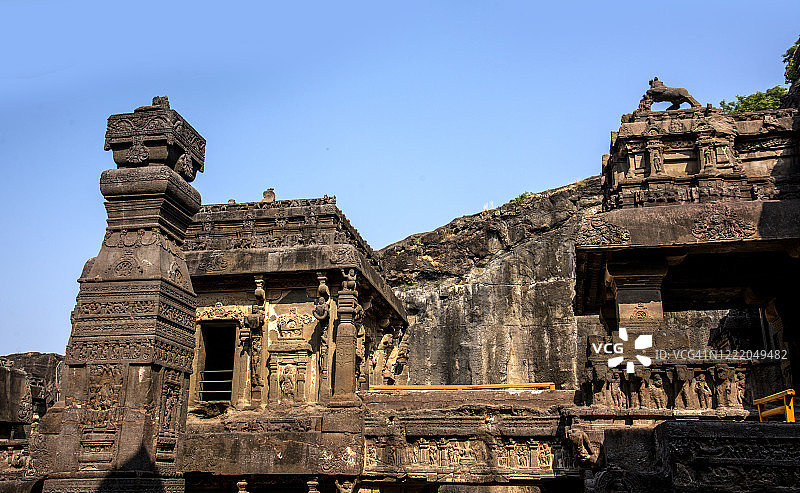 埃洛拉石窟凯拉萨神庙，印度，联合国教科文组织世界遗产图片素材