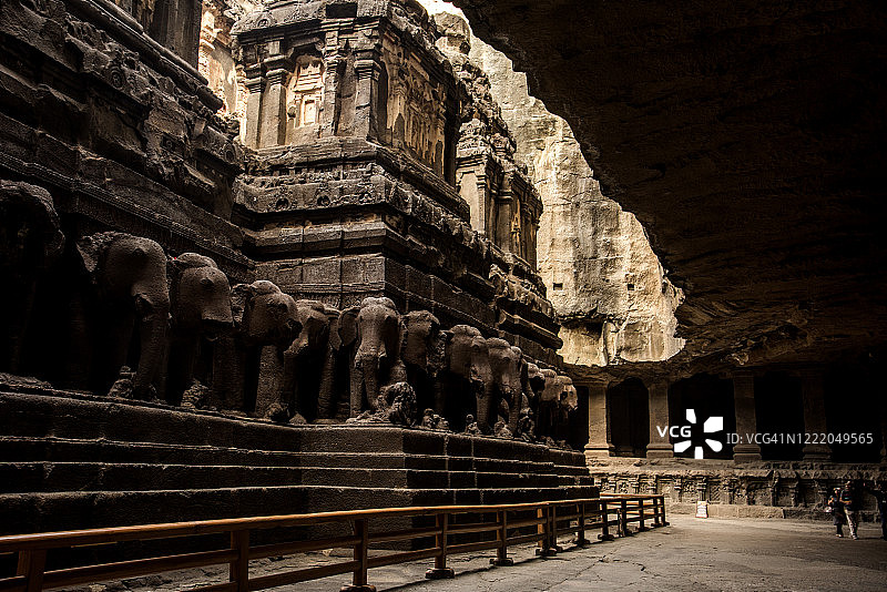埃洛拉石窟凯拉萨神庙，印度，联合国教科文组织世界遗产图片素材