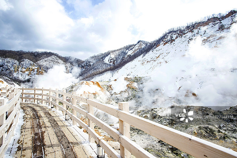 冬季日本登别地狱谷美景图片素材