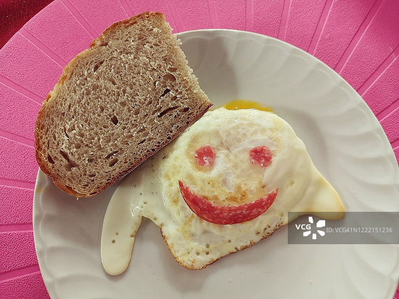 盘子里的煎蛋和面包图片素材