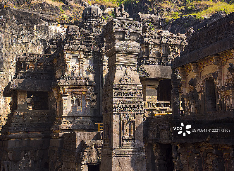 印度埃洛拉石窟凯拉萨神庙，联合国教科文组织世界遗产图片素材