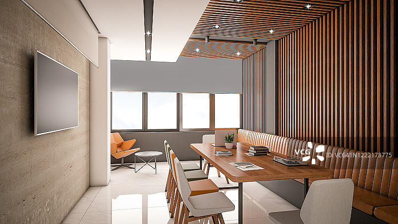 计算机生成的酒店会议室图像。建筑可视化。3D渲染。视图01图片素材