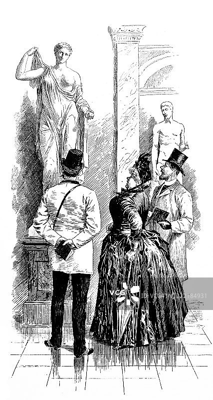 参观美术展览图片素材