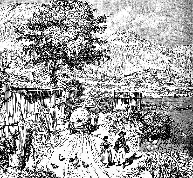 风景如画的村庄景色图片素材