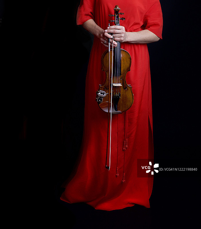 手持小提琴的小提琴家肖像图片素材