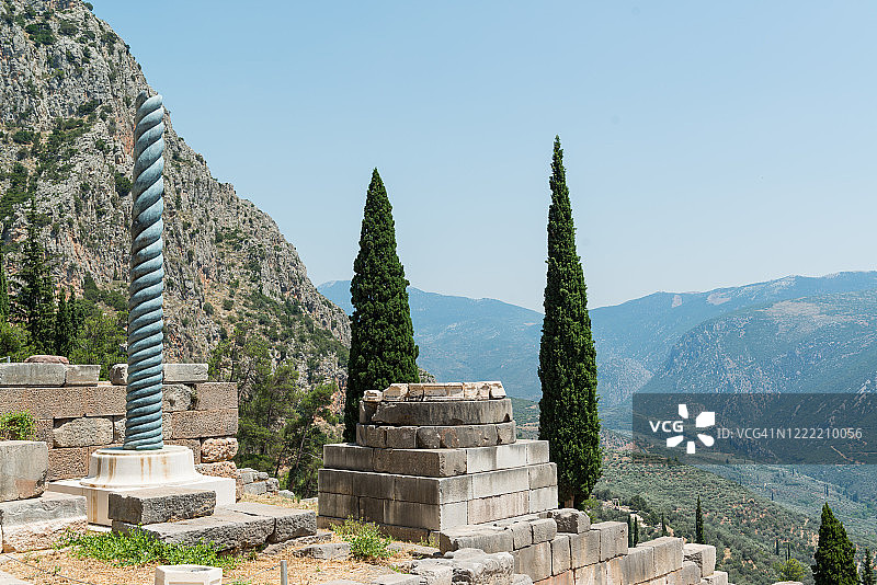 希腊德尔斐的普拉提亚蛇柱景观图片素材