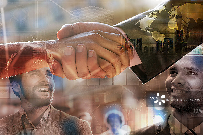 握手达成交易——全球商业概念图片素材