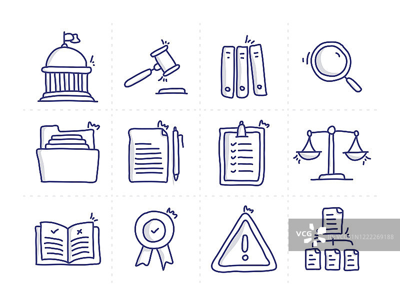合规性相关涂鸦矢量线性图标合集图片素材