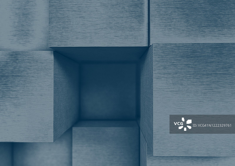 用于强大和高科技概念的金属立方体堆图片素材