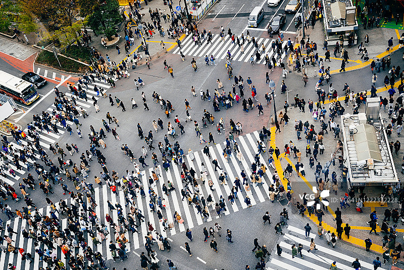 东京涩谷十字路口鸟瞰图片素材