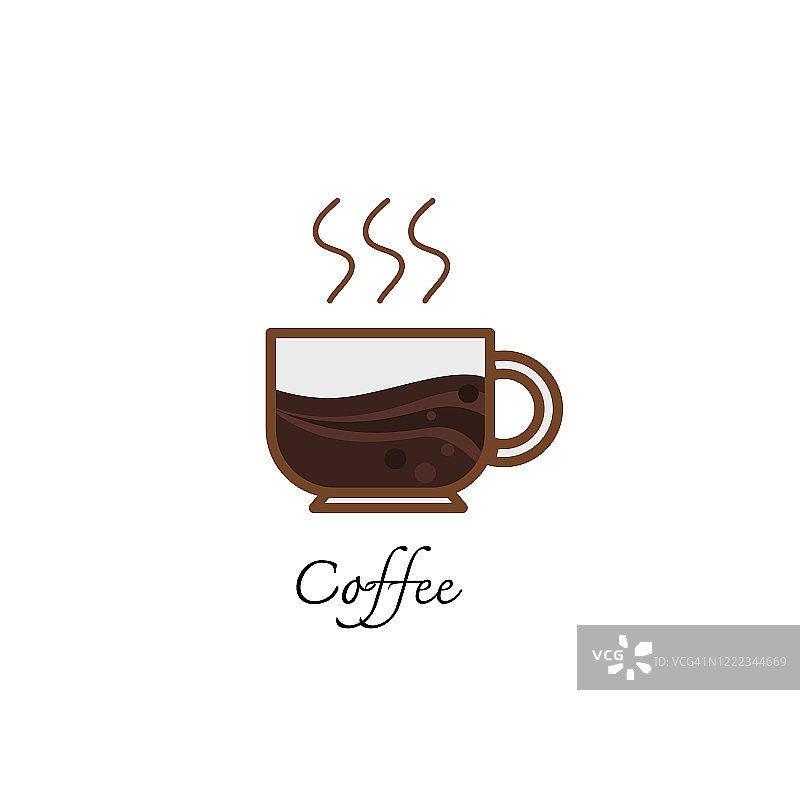 白色背景上的咖啡杯线条简笔画图片素材