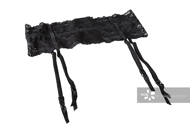 黑色蕾丝吊袜带特写图片素材