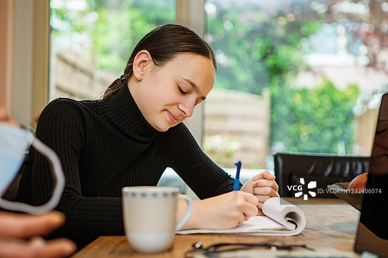 美丽少女的家庭学校图片素材