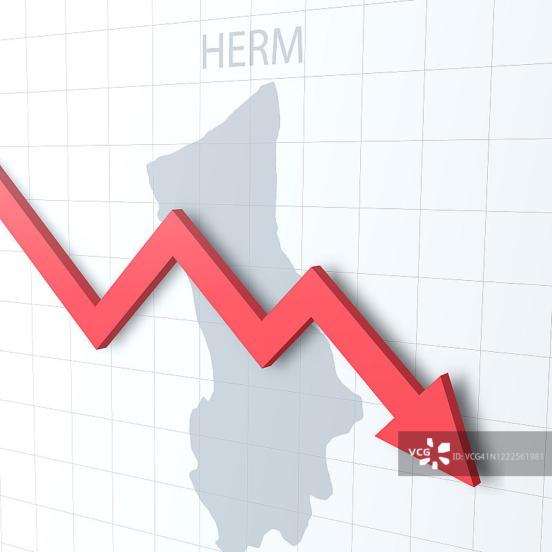 背景为赫姆岛地图的红色下箭头图片素材