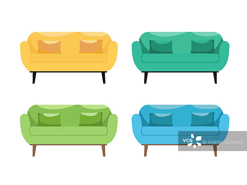 黄蓝绿亮色沙发合集图片素材