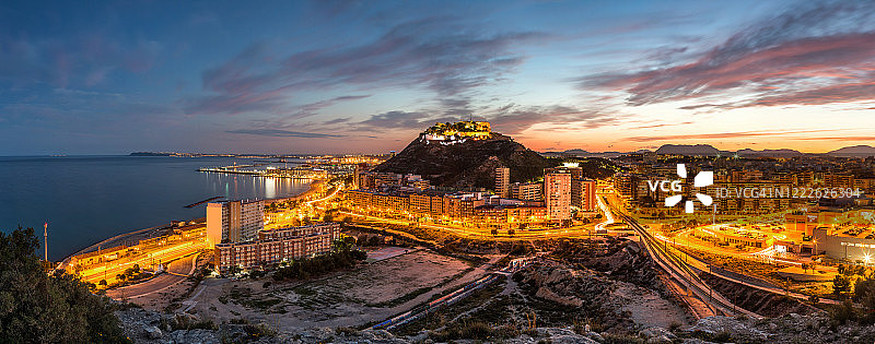 阿利坎特日落全景（西班牙巴伦西亚省）图片素材