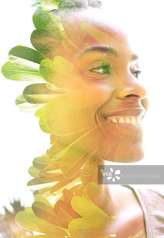 超现实创意双曝光人像图片素材