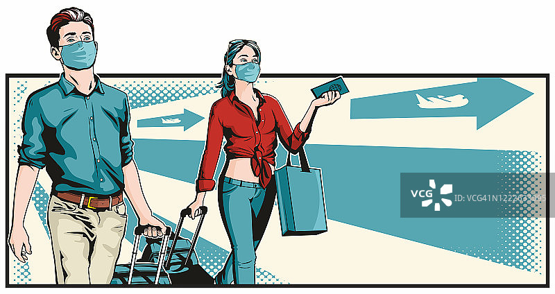 戴着口罩的年轻旅行者图片素材