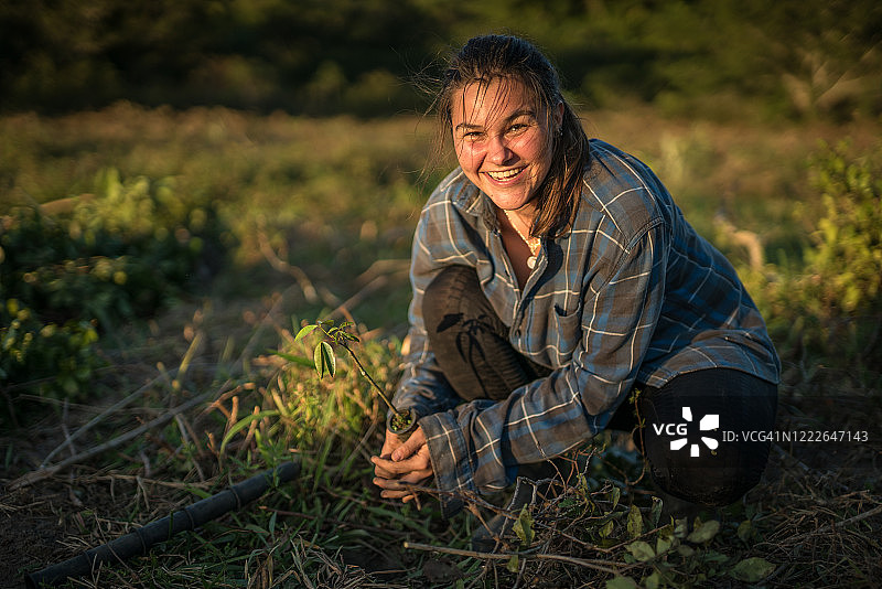 年轻女子准备种植幼苗图片素材