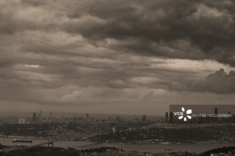 多云天空下的伊斯坦布尔景观图片素材