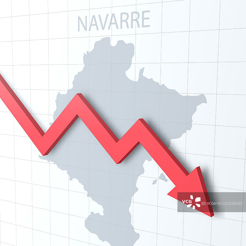 以纳瓦拉地图为背景的红色箭头下跌图片素材
