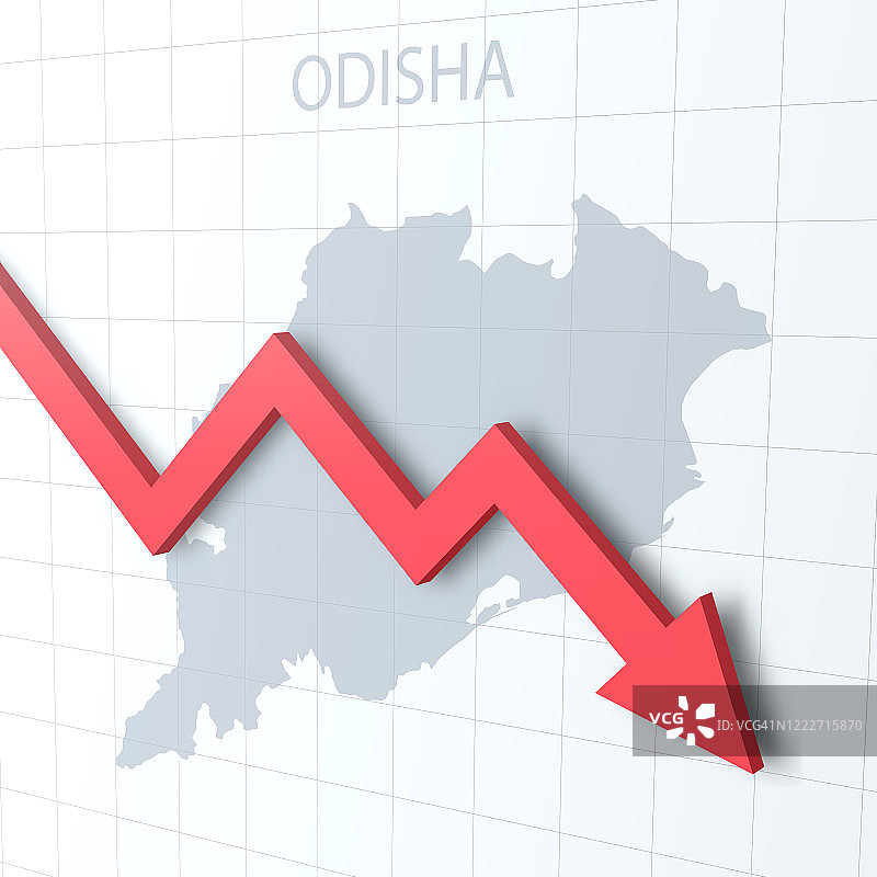 红色箭头下跌与奥迪沙地图背景图片素材