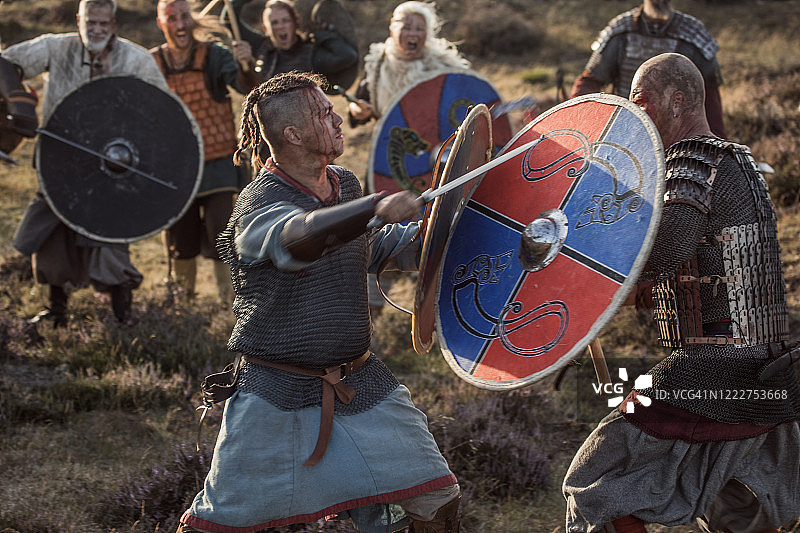 高地战场上的维京人图片素材