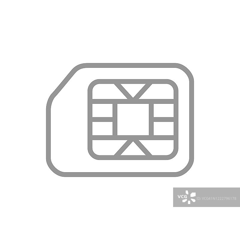 SIM卡线性图标，手机芯片移动插槽符号图片素材