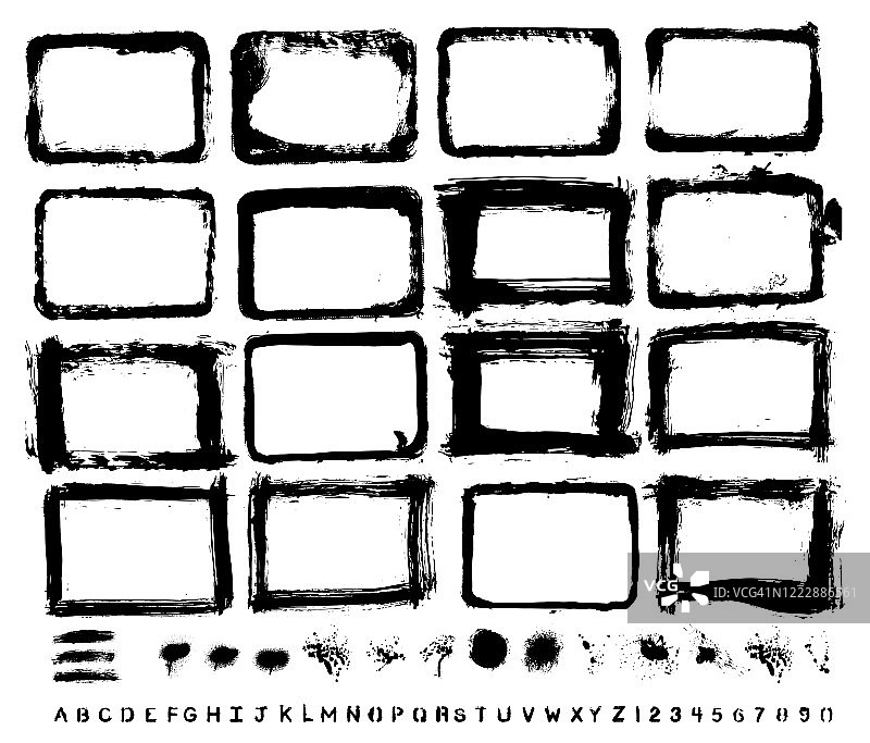 设计师必备：手绘边框、颜料飞溅、手绘字母图片素材