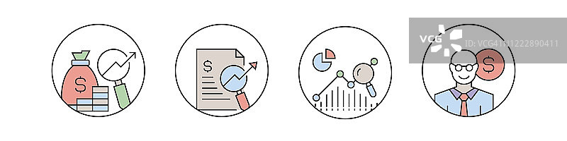 经济和金融相关图标，简约矢量设计。图片素材