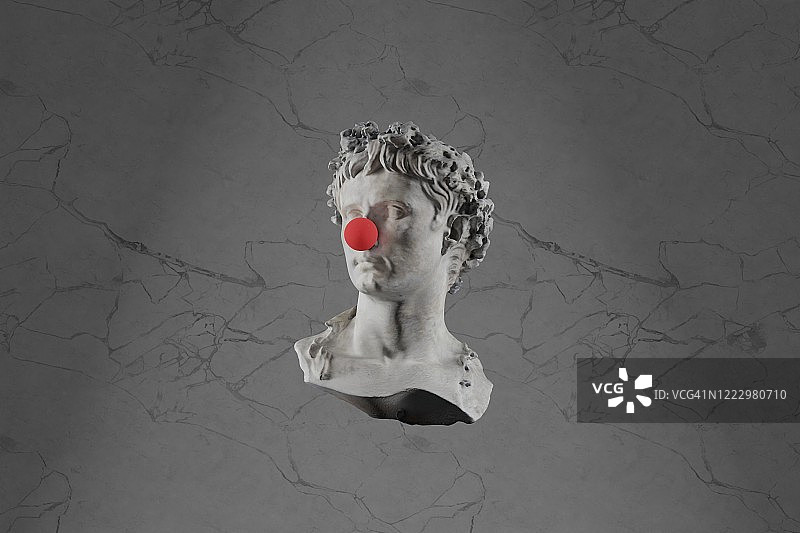 带小丑鼻子的罗马半身像图片素材