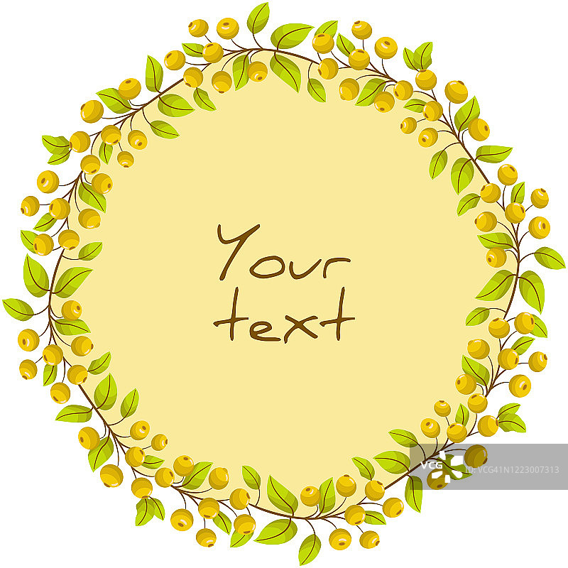 浆果花环，黄色浆果圆形框架图片素材
