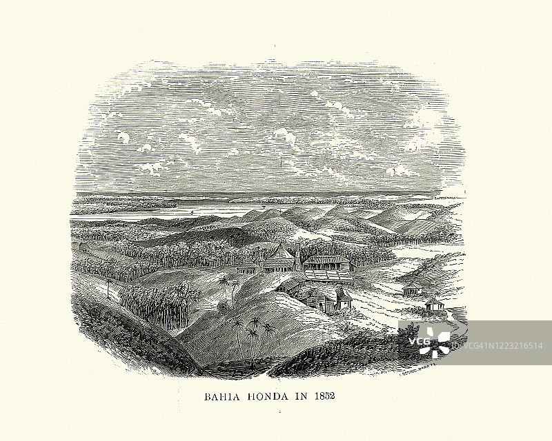 1852年的古巴本田海湾图片素材