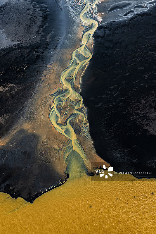 冰岛冰川河流直升机景观图片素材