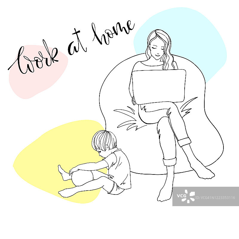 居家工作的女孩图片素材