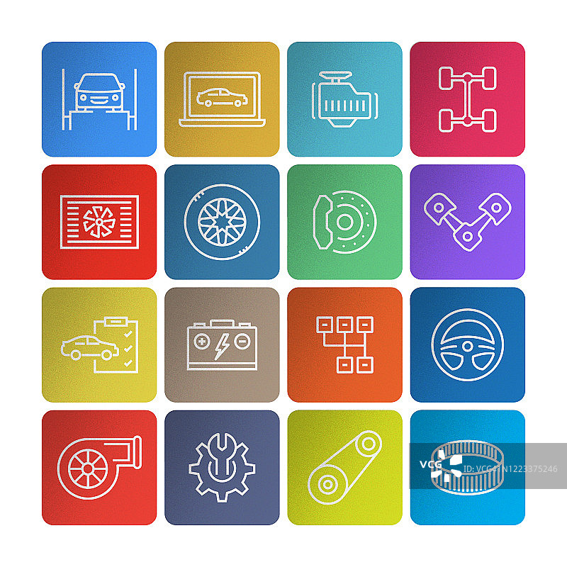 汽车服务与维修店相关线性图标合集图片素材