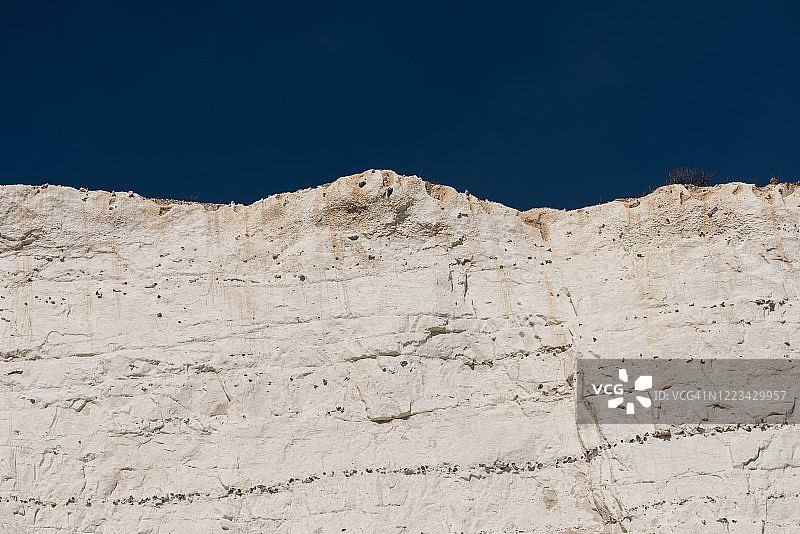 英国东萨塞克斯七姐妹悬崖的白垩岩面特写图片素材