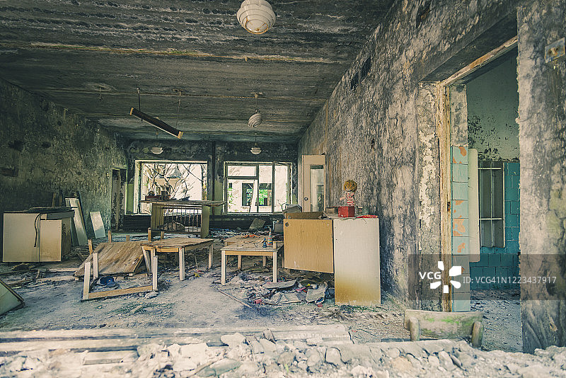 普里皮亚季废弃的幼儿园图片素材