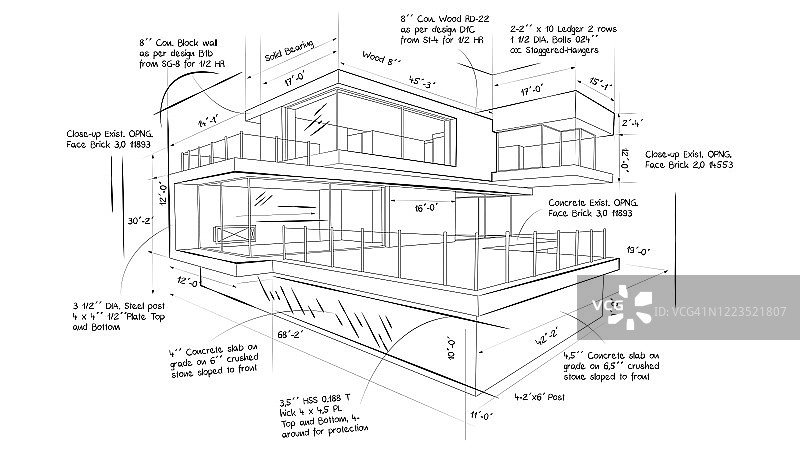 现代美丽房屋蓝图插画图片素材