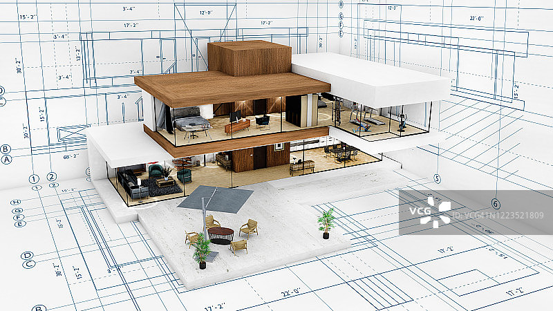 现代精美住宅3D设计图片素材