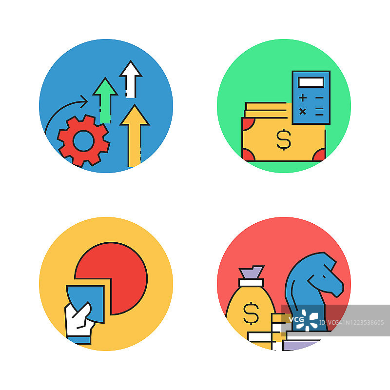 经济和金融相关图标，简约矢量设计。图片素材